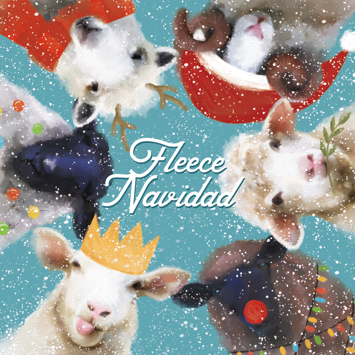 Pack of 8 Fleece Navidad Sheep Mini Charity Christmas Cards  Cards